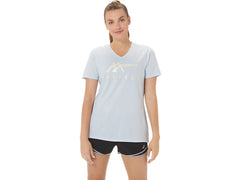 WOMEN'S ASICS STRIPES V-NECK