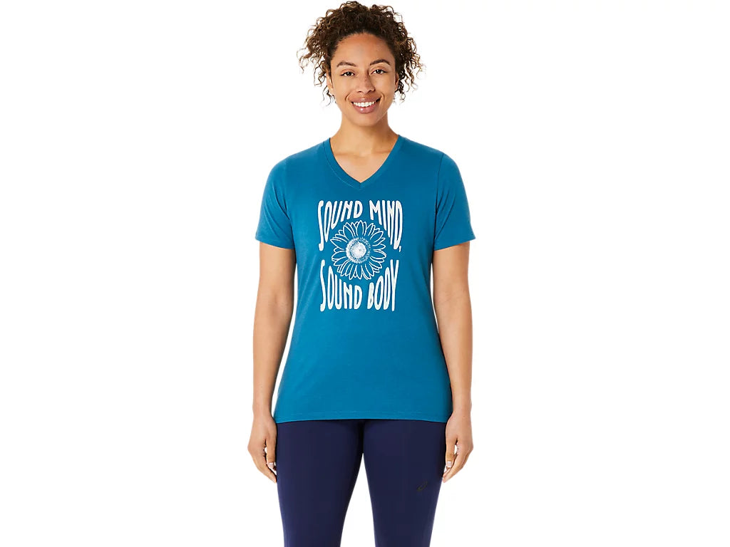 WOMEN'S SUNFLOWER SLOGAN V-NECK